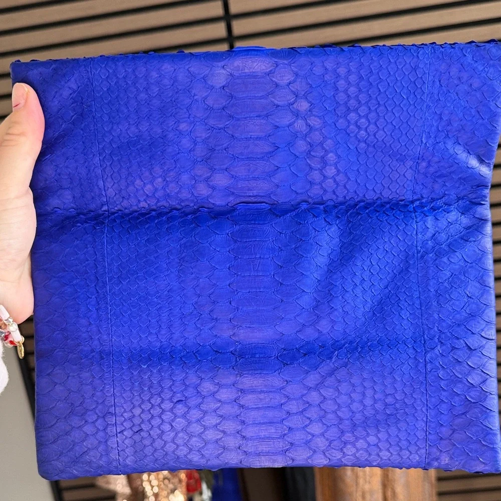 Chic Blue Real Python Clutch - Picture 3 of 6